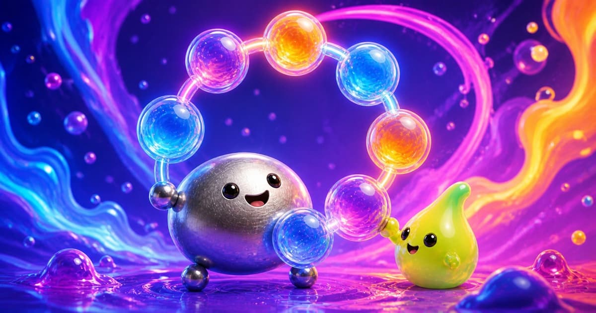 A silver pebble and lime droplet balance glowing energy marbles around a colourful weekly circle.